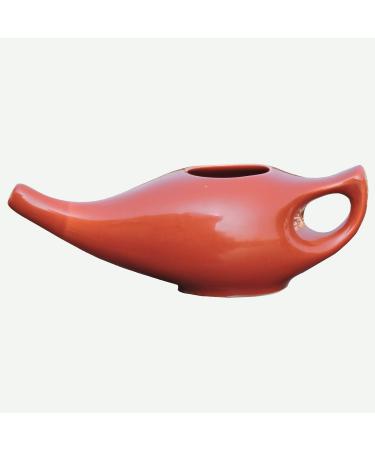 Ancient Impex Ceramic Neti Pot for Nasal Cleansing | Neti Pot with 5 Sachets of Neti Salt + Instructions Leaflet | Natural Treatment for Sinus Infection and Congestion (Brown)
