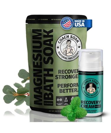 Coach Soak Epsom Salt Alternative Bath Soak & Cream with Magnesium Flakes - 1.61 lb (Pack of 2) - Cooling Peppermint - Foot Soak & Bath Salts for Relaxing Muscle Support & Skin Softening Mixed Scent 51.4 Ounce (Pack of 2) - Buy Online on GoSupps.com