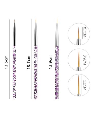 Peutpy 3-Piece Nail Art Liner Brush Set - Professional Acrylic & UV Gel Detailing Tools for Manicure & Nail Salon Accessories - Buy Online on GoSupps.com