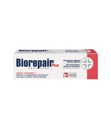 Biorepair Sensitive Teeth Daily Toothpaste - 2.54 Fluid Ounces (75ml) Tubes (Pack of 4) Italian Import