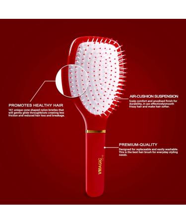 Paddle Hair Brush Detangler for Natural Curly Straight Wet/Dry Hair - Rose Red - Buy Online on GoSupps.com