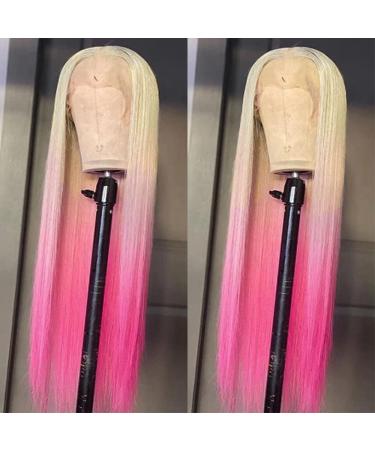 Itimay Long Straight Blonde to Pink Ombre Synthetic Lace Front Wig - Heat Resistant & Glueless - Buy Online on GoSupps.com
