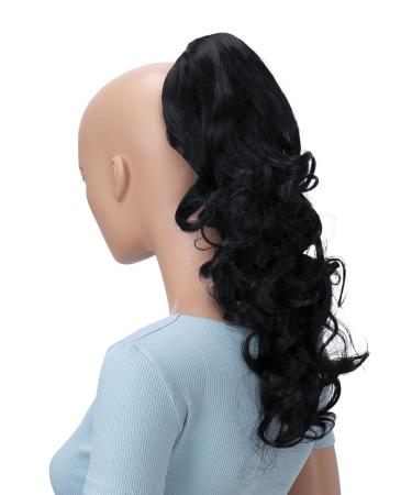 CAISHA 40 cm hair braid Lily hair part with butterfly clamp ponytail hair extension voluminous wavy black h201 black #1 h201