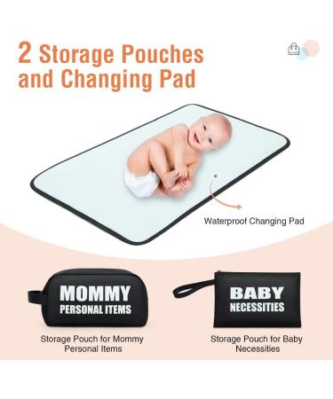 Lekebaby Baby Changing Bag Nappy Tote Diaper Bag with Storage | Messenger Bag for Mom and Dad | Black - Buy Online on GoSupps.com