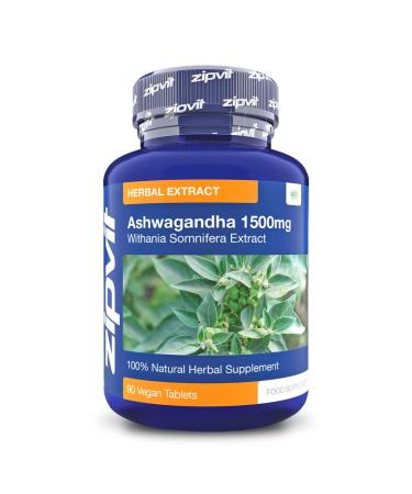 Ashwagandha Withania Somniferia Extract 1500mg 90 Vegan Tablets High Strength Herbal Supplement for Stress Relief and Anxiety Jar of 90 Tablets