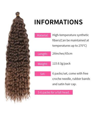 Deep Twist Crochet Hair | Ombre Kinky Curl Braided Extensions | 26 Inch Water Shaft Twist Hair Bundles - 3 Packs T4/10# - Buy Online on GoSupps.com