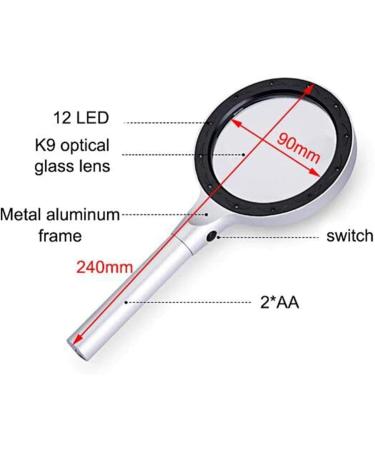 Lightweight Magnifying Glass Hand-Held Portable 10X 20X Magnifying Glass with 12Led Light Suitable for Old People to Read Watch Repair Handicrafts Lofty Ambition - Buy Online on GoSupps.com