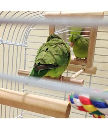 HANZE Bird Mirror and Swing Set for Parrots - Wooden Toy for Macaws, Lovebirds, Cockatiels - 2 Pack - Buy Online on GoSupps.com