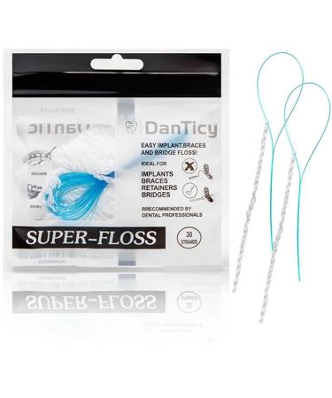 Super Floss Threaders Periodontal Floss Orthodontic Threader Ultraclean Access Tool for Daily Care of Periodontal Disease and Gum Health for Implant Bridge and Braces 30PCS