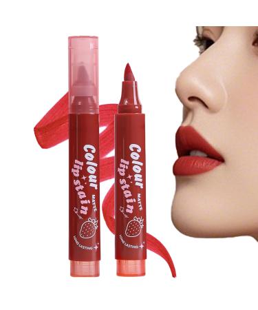 Lipstick Highlighter Matte Red Tinted Applicator Smudge Resistant Long Lasting Tinted Lip Color for Women and Girls