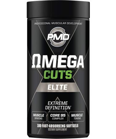 PMD Sports Omega Cuts Elite -Fat Loss-Muscle Defining Formula - Omega Fatty Acids, MCT's and CLA for Muscle Definition and Maintenance - Keto Friendly For Women and Men - Stimulant Free (180 Softgels) 180 Count (Pack of 1)