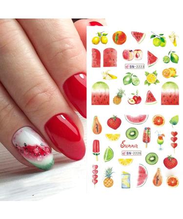 Fruit Lemon Watermelon Nail Stickers - Tropical Summer Nail Art Decals for Women and Girls - Buy Online on GoSupps.com