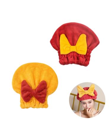 New Super Absorbent Hair Towel Wrap for Wet Hair 2024 New Thickened Absorbent Hair Towel Wrap for Women Microfiber Hair Towel Wrap for All Hair Types (Red+Yellow)