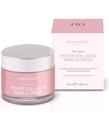 Simon&Tom Collagen Cream Ultra-Concentrated Marine Collagen Anti-Aging Face Cream with Antioxidants for Dull Skin, Tones and Moisturizes Skin, Vitamin E, Made in Spain, 50 ml