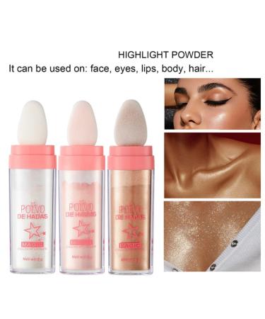 Hocossy Highlighter Powder Stick - 3 Colors Glitter Shimmer for Face Eyes Lips & Body | Sparkle & Glow Cosmetics - Buy Online on GoSupps.com