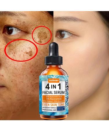 4-in-1 Facial Serum 1 Fl Oz Hyaluronic Acid Niacinamide Vitamin C and E for Even Skin Tone - Buy Online on GoSupps.com