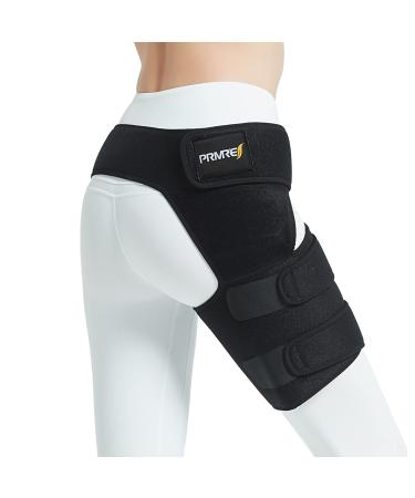 PRMRES Hip Brace - Sciatic Nerve Suport Wrap - SI Joint, Hamstring Pain Relief - Thigh Compression Sleeve for Joints, Flexor Strains, Pulled Muscles (Right)