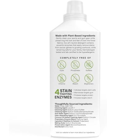 Buy Athletic Sport Active Wear Laundry Detergent - 4x Plant-Based Formula with Enzymes | Fragrance-Free Odor & Stain Remover for Optimal Performance - Buy Online on GoSupps.com