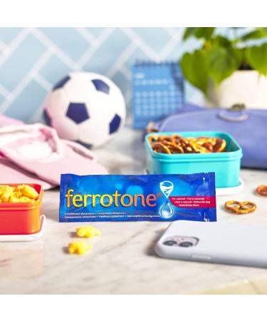 Ferrotone Iron Supplement - Natural Liquid Iron in Water | Easy to Use 14 x 20ml Pack - Buy Online on GoSupps.com