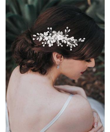 Crystal Bride Wedding Hair Clip | Catery Silver Hair Vine | Bridal Headpiece with Flower | Women's Wedding Hair Accessories - Buy Online on GoSupps.com