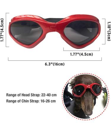 Petleso Dog Glasses - Stylish Waterproof UV Protection Sunglasses for Small/Medium Dogs - Windproof Eye Safety - Red - Buy Online on GoSupps.com