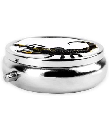 Buy Scorpion Printed Mini Round Pill Box - 3 Compartment Travel Organizer for Medicine | Portable Pill Case for Home & Office Use - Buy Online on GoSupps.com