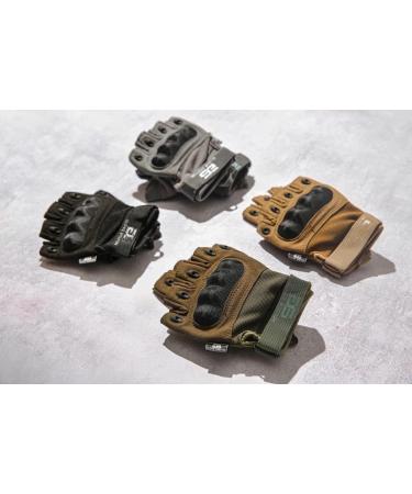 Glove Station Fingerless Knuckle Tactical Gloves for Men - Tan Medium | Ideal for Motorcycle, Shooting, Airsoft, Hunting, Police Work, and Hiking - Buy Online on GoSupps.com