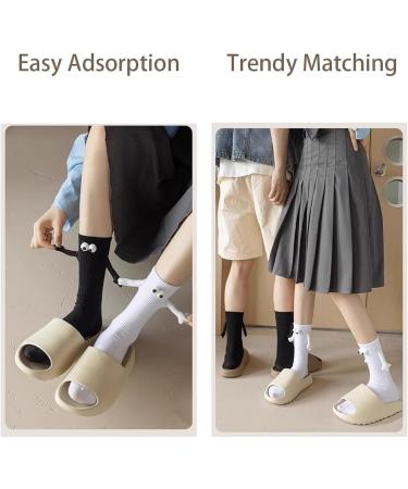 Puenbko Couple Holding Hands Socks - Unisex Funny Mid-tube Socks (White 2 pairs) - Buy Online on GoSupps.com