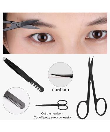 Stainless Steel Eyebrow Scissors with Comb Tweezer - Curved Small Trimmer for Facial Grooming - Mother's Day Gift - Buy Online on GoSupps.com