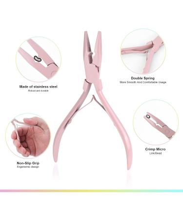 EHDIS Hair Extensions Tools Kit 2 Stainless Steel Pliers for Hair Apply&Remove Micro Ring Loop 2 Loop Needle Threader Pulling Hook 2 Clip Multi Functional Hair Extension Tool Pink - Buy Online on GoSupps.com