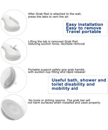 Suction Grab Bars for Shower - Portable Bathroom Handles for Elderly & Children (2 Pack) - Buy Online on GoSupps.com