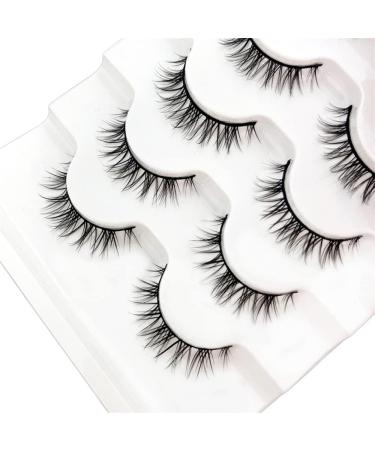 Eyelashes Faux Mink Lashes Natural Look Thick Wispy False Eyelashes 11mm 15mm Thin Band Simple Fake Lashes for Small Eyes 5 Pairs (JKX61) - Buy Online on GoSupps.com