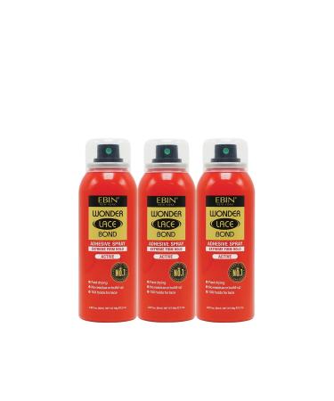 EBIN NEW YORK Wonder Lace Bond Adhesive Spray Active 3pack - Extreme Firm Hold 2.7oz/ 80ml | Active Use Fast Drying No Residue No Build-up Powerful Hold All-Day Hold Daily Wig Application 2.7oz / 80ml Active
