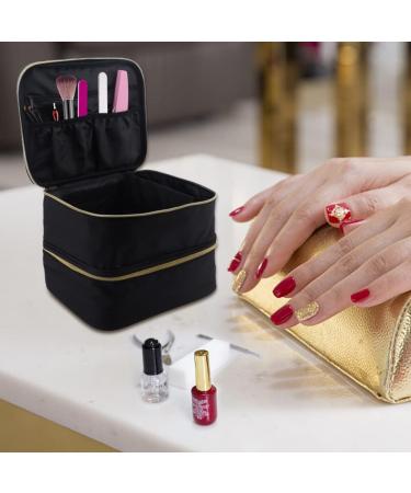 Jaeskeclip Nail Polish Bag Double Layer Oxford Cloth Zipper 30 Grids Nail Polish Holder Manicure Tools Nail Polish Lipstick Portable and Beauty Tools Storage Box(black) black - Buy Online on GoSupps.com