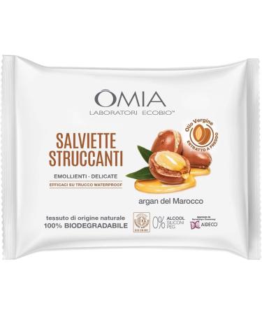 Omia Facial Make-up Removing Wipes with Moroccan Argan Oil 1 Pack of 20 Wipes