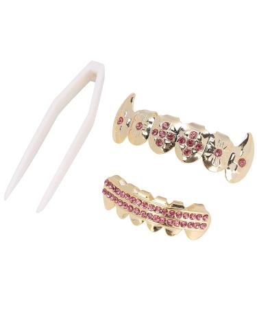 Gold Braces Set - Custom Fit Hip Hop & Punk Teeth Grillz | Metal Decoration Jewelry for Oral Care (Pink) - Buy Online on GoSupps.com
