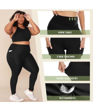 Buy TNNZEET Plus Size Leggings for Women - High Waist with Pockets Large Sizes 3XL - Perfect for Sports & Gym Black - Buy Online on GoSupps.com