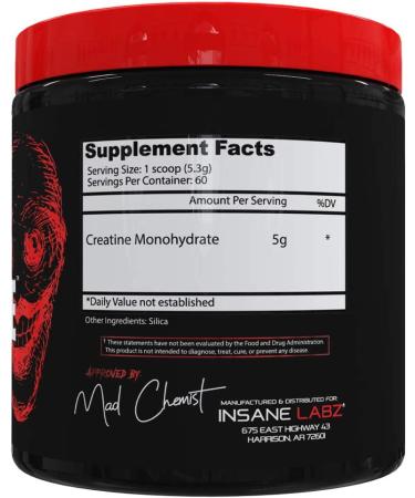 Insane Labz Creatine Monohydrate Powder - Unflavored for Pre & Post Workout - Boost Strength, Size, and Power - 60 Servings - Buy Online on GoSupps.com