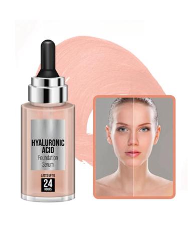 Foundation concealer lightens acne fine lines and dark spots moisturizes and rejuvenates skin to even out skin tone anti-aging serum hyaluronic acid foundation serum (Light brown 30ML) 30 ml (Pack of 1) Light Brown