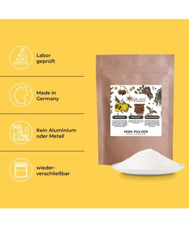 Mituso MSM Poudre 800 g 99 9% m thylsulfonylm thane poudre de soufre fine et organique MSM poudre m langer dans l'eau jus et smoothies sans additifs sans gluten et sans OGM | mituso - Buy Online on GoSupps.com