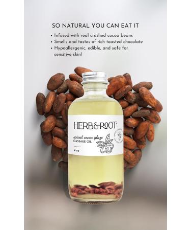 Herb & Root Cocoa Flavored Massage Oil with Warming Cinnamon Spice | 4oz Edible Body Oil | International Shipping - Buy Online on GoSupps.com