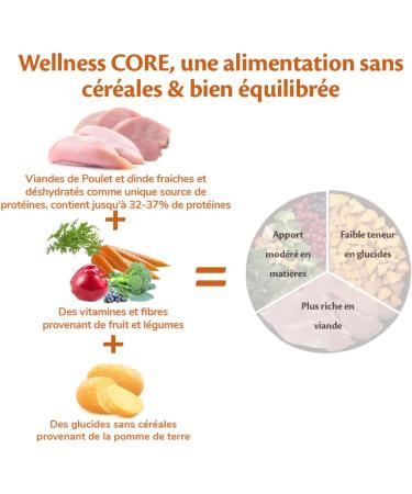 Wellness Core Original Natural and Grain-Free Dry Dog Food for Medium Dogs Turkey/Chicken 1.8 kg - Buy Online on GoSupps.com