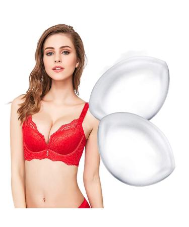 Silicone Breast Inserts - Waterproof Enhancer Clear Gel Push Up Bra Inserts for Swimsuits & Bikini Clear Medium