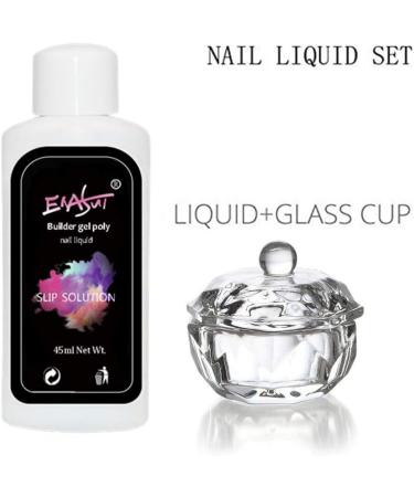 45ml Poly Nail Extension Gel Nail Slip Solution Set Liquid Polish Slip Solution False Nail Tips Dual-ended Brush Liquid Dappen Dish Bowl Nail Dappen Dish with Lid - Buy Online on GoSupps.com