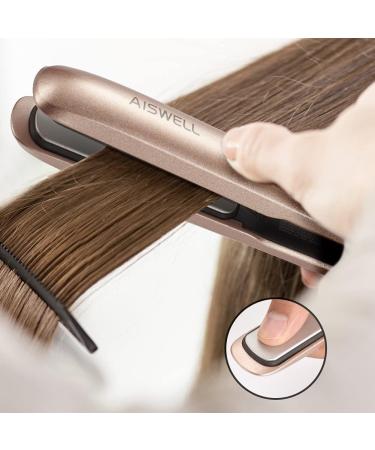 2 in 1 Hair Straightener and Curler - Adjustable Temperature Tourmaline Ceramic Flat Iron for All Hair Types - Portable Rose Gold Design - Buy Online on GoSupps.com