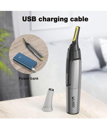 ULAIDO Titanium Nose Hair Trimmer - USB Rechargeable, Lighted Personal Beard Trimmer for Men - Electric Ear & Facial Hair Trimmer As Seen on TV - Includes Max Storage Bag - Buy Online on GoSupps.com