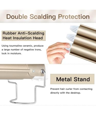 Ten-Tatent 3 Barrel Hair Waver Curling Iron 25mm - 2 Temperatures - Quick Heating - for Long or Short Hair Styling - Heat Resistant Glove - Gold - Buy Online on GoSupps.com