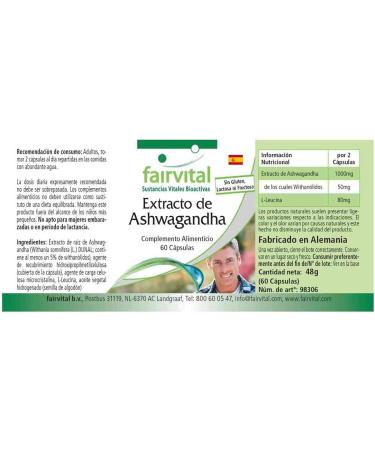 Fairvital | Ashwagandha 500mg - extra strong - Indian Ginseng - VEGAN - 60 capsules - Ashwagandha extract standardized to 5% withanolides - Buy Online on GoSupps.com