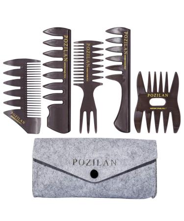 5 PCS Hair Comb Styling Set Barber Hairstylist Accessories - Professional Shaping & Teasing Wet Combs Tools with Packaging Bag, Anti Static Hair Brush for Men Boys