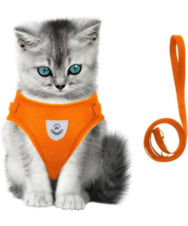 Meioro Reflective Dog Harness Adjustable & Padded for XS Dogs & Cats | Outbreak-Proof Lightweight Anti-Pull Design in Orange - Buy Online on GoSupps.com